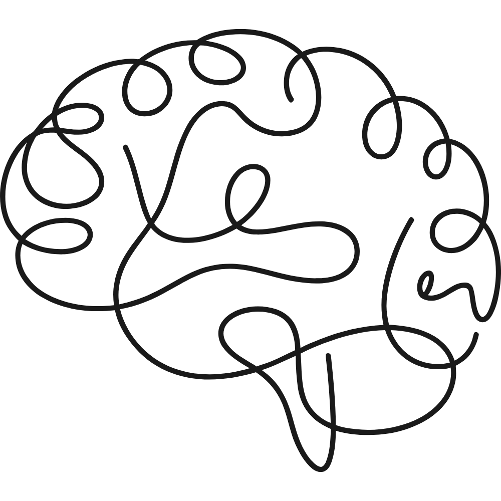 A brain drawn in one continuous line